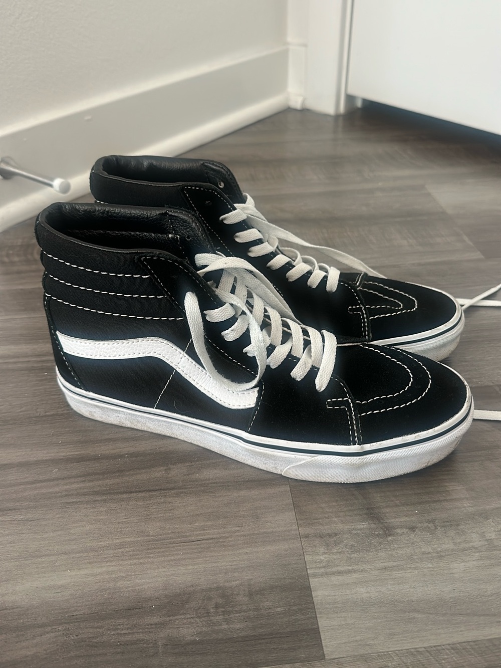 Vans Black and White High-Top Skate Sneakers